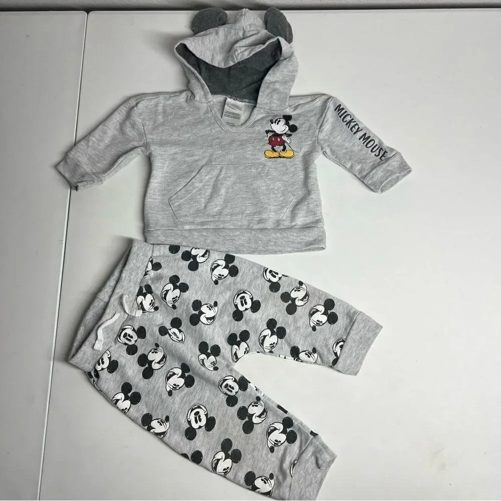 Disney Baby Mickey Mouse Sweatpants And Hoodie Sweatshirt With Ears Size 12M